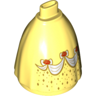 Lego Minidoll Skirt Full with No Hips or Feet and White Sash with Roses Print (Belle) / Bright Light Yellow