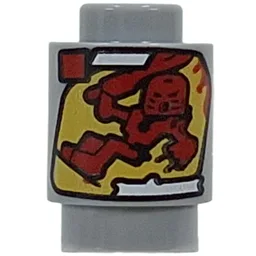 Brick Round 1 x 1 with Bionicle Cannister, Tahu Print