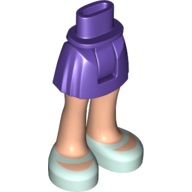 Lego Minidoll Hips and Short Skirt with Light Nougat Legs and Aqua Shoes Print / Dark Purple