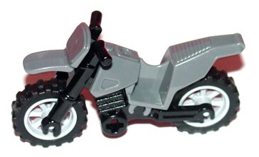 Lego Motorcycle Dirt Bike with Black Chassis (Short Fairing Mounts) and Light Bluish Gray Wheels