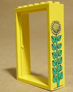Lego Door, Frame 2 x 6 x 7 with Sunflower Pattern (Sticker) - Set 3674
