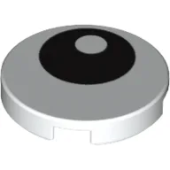 Tile Round 2 x 2 with Offset Black Eye Print / White
