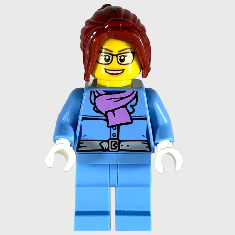 Lego Medium Blue Torso, Medium Blue Legs, Dark Red Hair