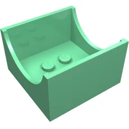 Box 4 x 4 x 2 Bottom with Semicircle Cut-out Ends / Medium Green