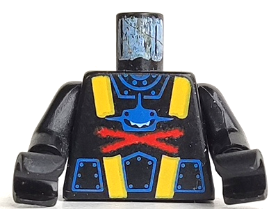 Lego Torso Aquazone Aquashark Blue Shark with Red 'X' Pattern / Black Arms / Black Hands