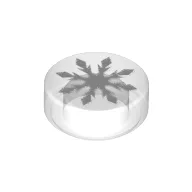 Tile Round 1 x 1 with 8 Pointed Snowflake / Trans-Clear