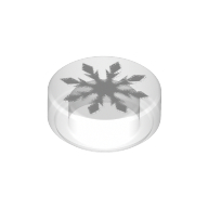 Lego Tile Round 1 x 1 with 8 Pointed Snowflake / Trans-Clear