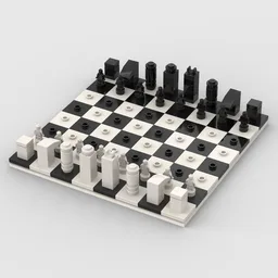 Chess set 16x16 with Minifig Statues as pawns