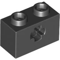 Technic Brick 1 x 2 with Axle Hole Type 1 [+ Opening] and Bottom Pin / Black