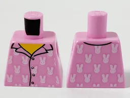 Torso Pajamas 4 Buttons and White Rabbits Pattern / Bright Pink