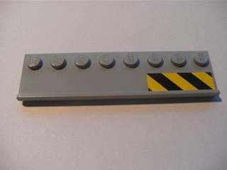 Lego Plate, Modified 2 x 8 with Door Rail with Black and Yellow Danger Stripes on Right Pattern (Sticker) - Set 7633