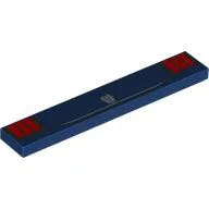 Tile 1 x 6 with Red Rear Lights, Silver Mustang Logo Print / Dark Blue