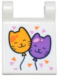 Flag 2 x 2 Square with Flared Edge with Bright Light Orange and Medium Lavender Cat Balloons and Triangle Confetti Pattern (Sticker) - Set 42666