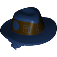 Lego Hair and Hat, Tousled, Dark Blue Hat pattern with Dark Brown Band Print / Dark Brown