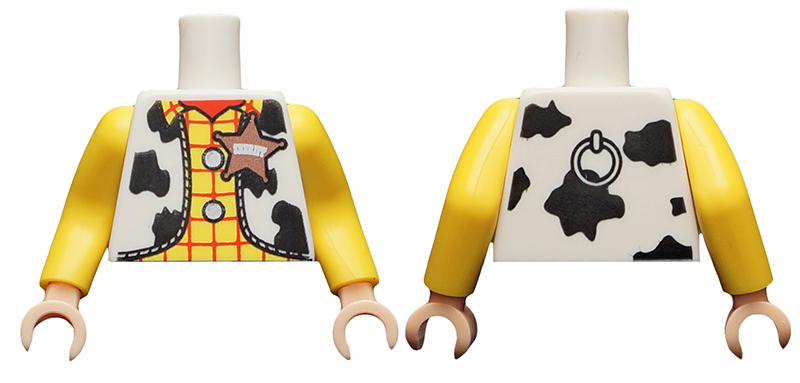 Lego Torso Western Outfit Male with Sheriff Star Pattern / Yellow Arms Long / Light Nougat Hands