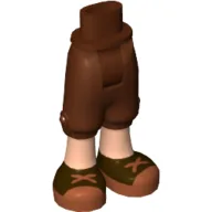 Minidoll Hips and Cropped Trousers with Light Nougat Legs and Brown Shoes with Reddish Brown Crossed Laces Print / Reddish Brown