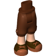 Lego Minidoll Hips and Cropped Trousers with Light Nougat Legs and Brown Shoes with Reddish Brown Crossed Laces Print / Reddish Brown