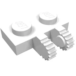Hinge Plate 1 x 2 Locking with 2 Fingers on Side, 9 Teeth / White