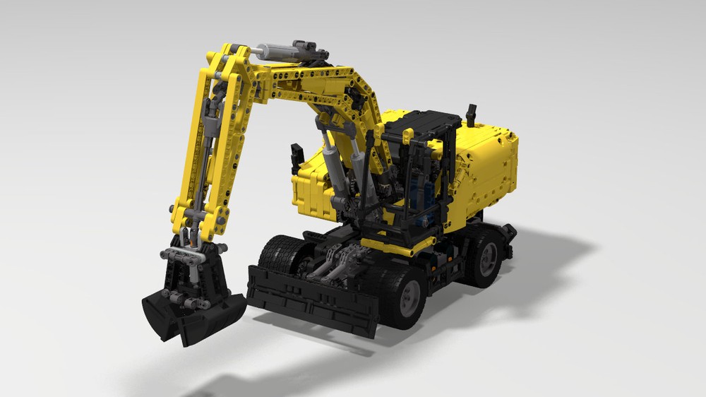 Lego CAT Wheeled Excavator with Grapple Bucket