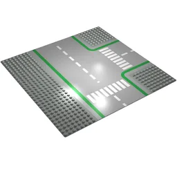 Baseplate 32 x 32 with 8-Stud T Intersection with Road and Crosswalks Print / Light Gray