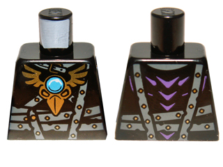 Lego Torso Armor with Dark Bluish Gray Belts, Gold Raven Pendant and Dark Azure Round Jewel (Chi) Pattern