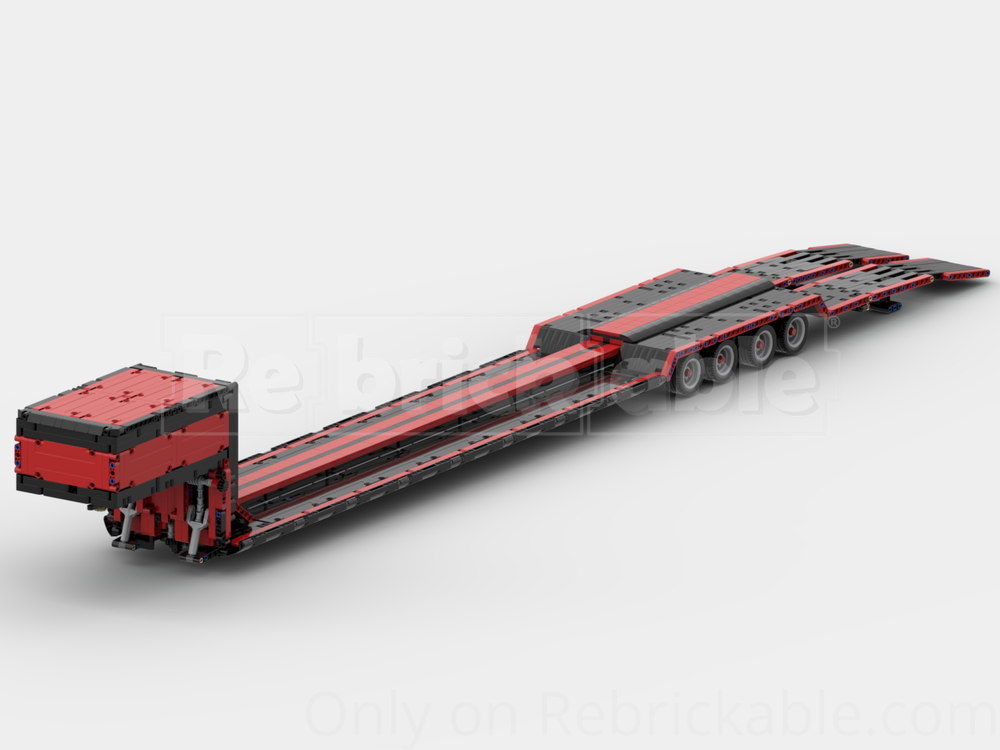 Lego Lowboy trailer with motorized ramps and mechanical steering
