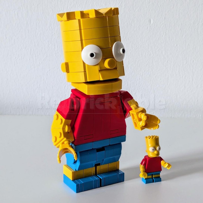 Lego Upscaled Bart Simpson Mini Figure in 3:1