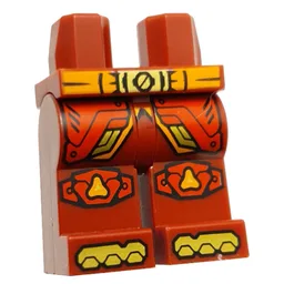 Hips and Dark Red Legs with Orange Belt, Gold Belt Buckle, Red Robe Ends, Knee Pads, Gold Toes Print