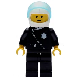 Policeman, Black Jacket with Zipper and Badge, White Helmet with Visor (3626b Head)