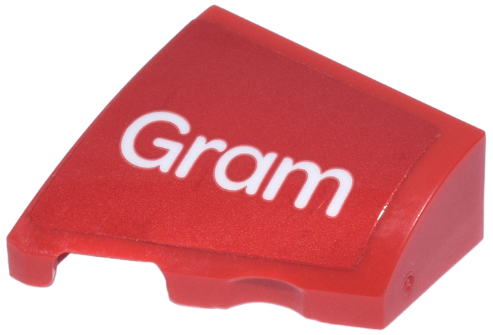 Lego Wedge 2 x 2 x 2/3 Left with White 'Gram' MoneyGram Logo Pattern (Sticker) - Set 77250