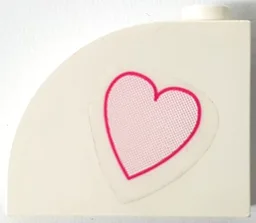 Slope, Curved 3 x 1 x 2 with Hollow Stud with Dark Pink Heart Pattern Side A (Sticker) - Set 7578