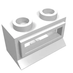 Window 1 x 2 x 1, Extended Lip, Hollow Stud [with Glass] / White