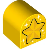 Duplo Brick 2 x 2 x 2 Curved Top with Stars Print / Yellow