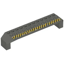 Brick Arch 2 x 14 x 2 1/3 with Black and Yellow Stripes on Top Print / Dark Gray