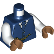 Lego Torso Vest, Dark Blue Tie, White Shirt, Pocket Watch Chain Print, White Arms, Medium Nougat Hands / Dark Blue