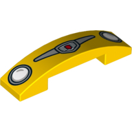 Lego Brick Curved 4 x 1 Double with No Studs and Headlights and Logo Print (Cars Luigi) / Yellow