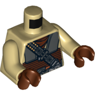 Lego Torso Armor Plates, Reddish Brown Waist Sash and Ammunition Belt Print (Boushh), Tan Arms, Reddish Brown Hands / Tan