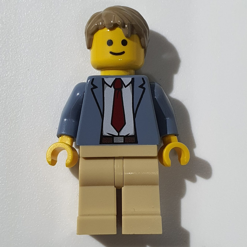 Lego Detective Ace Brickman - Sand Blue Torso, Tan Legs, Dark Tan Hair