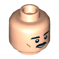 Lego Minifig Head Biggs Darklighter, Dual Sided, Eyebrows and Moustache, Medium Nougat Cheek Lines, Smile / Nervous Smile Print [Hollow Stud] / Light Nougat
