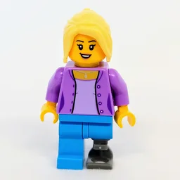 Medium Lavender Torso, Dark Azure Leg, Prosthetic Leg, Bright Light Yellow Hair