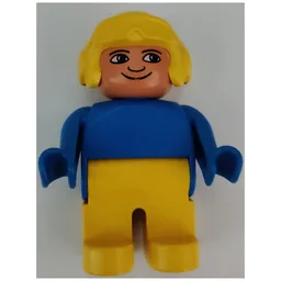 Duplo Figure, Early, Aviator Hat Yellow, Yellow Legs, Plain Top / Blue
