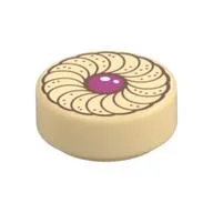 Tile Round 1 x 1 with Jam in Center Cookie Print