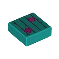 Tile 1 x 1 with Cactus Print / Dark Turquoise