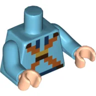 Torso Pixelated Dark Orange Straps Print, Medium Azure Arms, Light Nougat Hands / Medium Azure