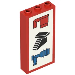 Brick 1 x 3 x 5 with Cup, Phone, and Water Tap Print / Red