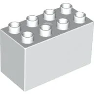 Duplo Brick 2 x 4 x 2 with 'POLICE' over Silver Badge Print / White