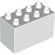 Lego Duplo Brick 2 x 4 x 2 with 'POLICE' over Silver Badge Print / White
