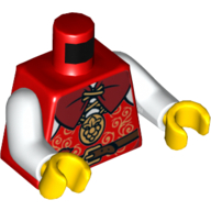 Lego Torso Gold Trimmed Vest with Purse and Belt Print, White Arms, Yellow Hands / Red