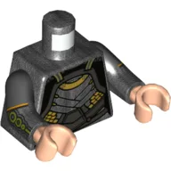 Torso, Dual Molded Arms, Armor with Silver Plates, Gold Trim Print, Pearl Titanium Sleeves, Black Arms, Nougat Hands / Pearl Titanium