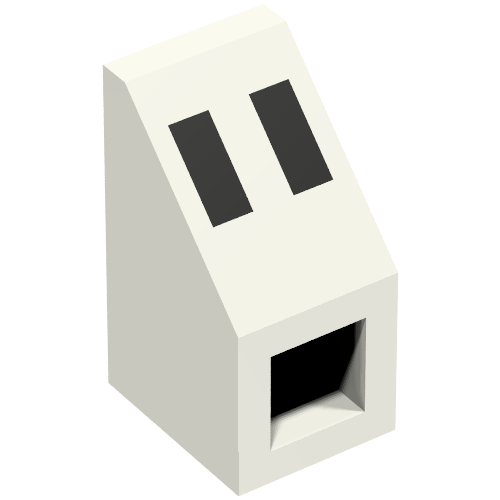 Lego Brick Sloped Inverted 45° 2 x 1 with 2 Black Rectangles (Ferry Windows) Print / White